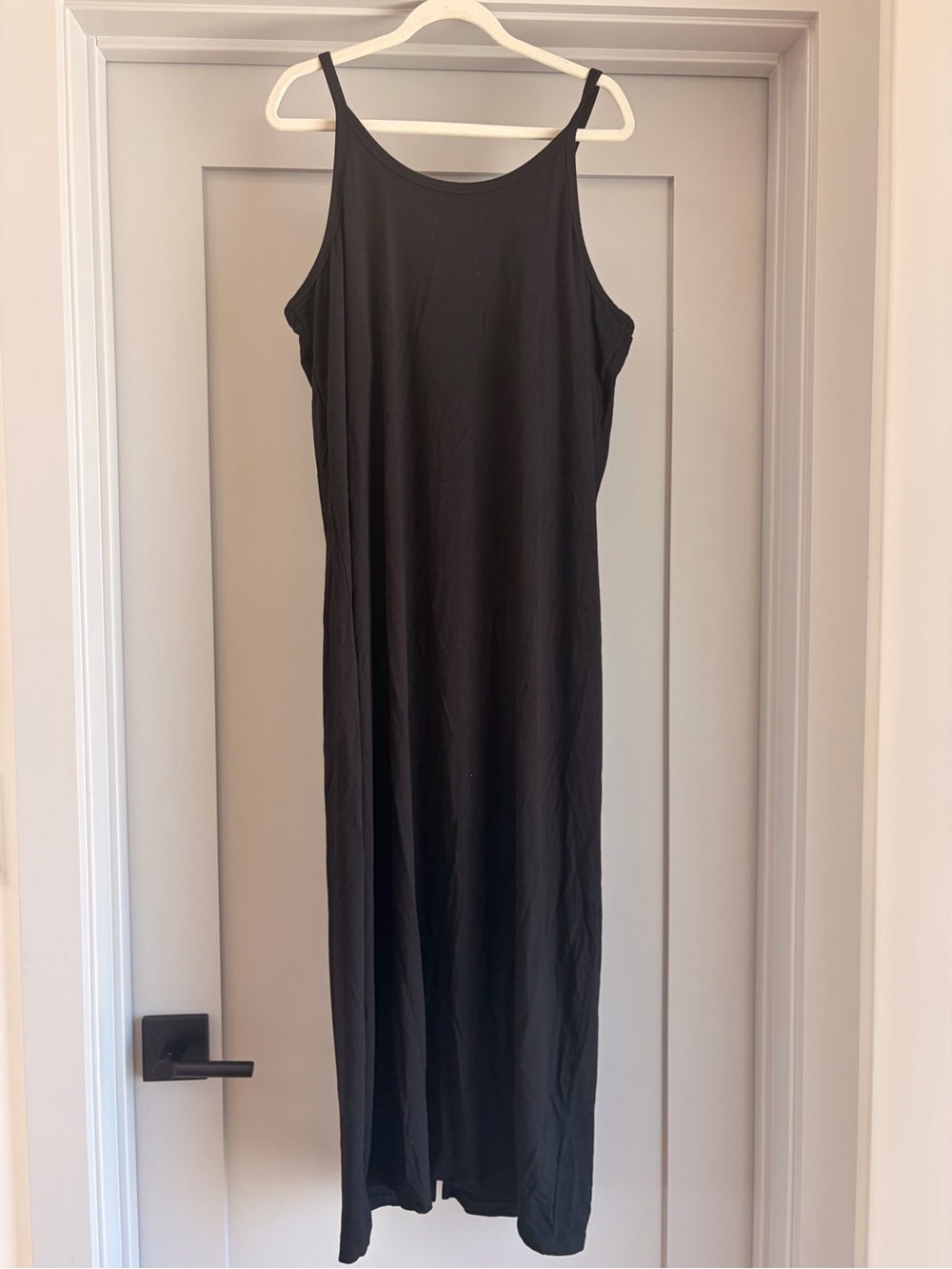Maternity Sleeveless Black Slip Dress with Thin Straps Size 5 (XL)